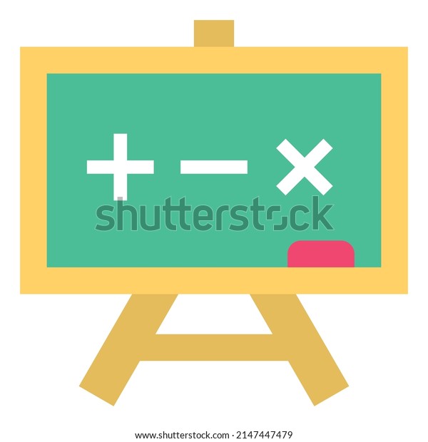school blackboard mathematics flat icon vector\
illustration 
