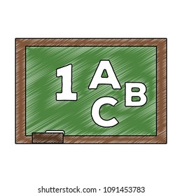 School blackboard with numbers and letters scribble