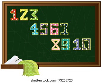 School blackboard and numbers set