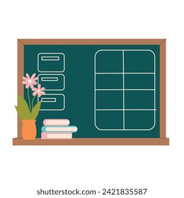 School blackboard on white background. Vector illustration in flat style.