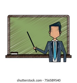 School blackboard with teacher