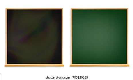 School Blackboard Vector. Wooden Frame. Classic Empty Education Chalkboard. Isolated Realistic Illustration