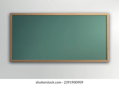 School blackboard with wooden frame, chalkboard isolated on classroom wall background