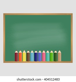 School blackboard with wooden frame. Vector illustration