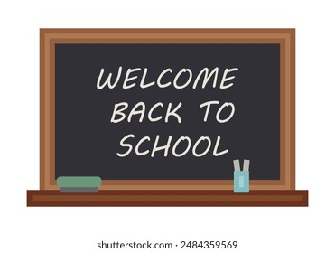 School blackboard with writing welcome back to school