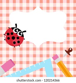 School blank banner with Ladybug and accessories