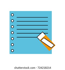 school blank paper note with eraser supply