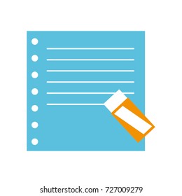 school blank paper note with eraser supply