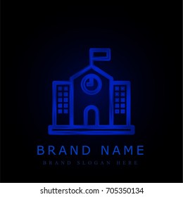 School blue chromium metallic logo