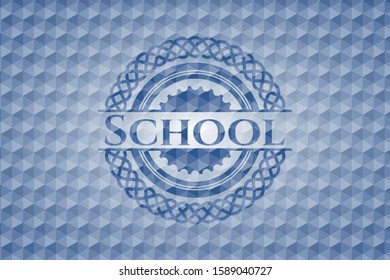 School blue hexagon badge. Vector Illustration. Detailed.