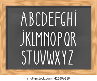 school board with alphabet. School hand drawing alphabet. 