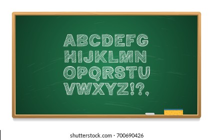 School board with alphabet written in chalk.