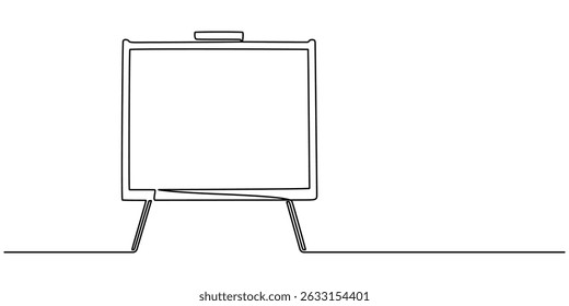 school board continuous one line drawing, Continuous one line drawing of standing blackboard. Chalkboard or blackboard for education, school, knowledge and literacy concept illustration. Editable.