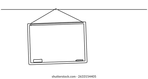 school board continuous one line drawing, Continuous one line drawing of standing blackboard. Chalkboard or blackboard for education, school, knowledge and literacy concept illustration. Editable.