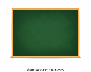 School board. Green blackboard. Dirty school board with traces of chalk isolated on background. Vector