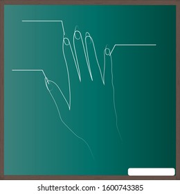 School board with hand anatomy. Board for training in a beauty schoo. Vector art