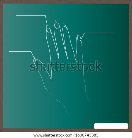 School board with hand anatomy. Board for training in a beauty schoo. Vector art