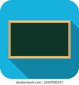 Schultafel, Schultafel-Symbol einzeln auf blauem Hintergrund mit Schatten. Vektorgrafik, Zeichentrickgrafik. Vektor.