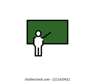 Icono de la línea del tablero escolar. Símbolo de esquema de alta calidad para diseño web o aplicación móvil. Firma de línea delgada para el logotipo de diseño. Pictograma de contorno de color sobre fondo blanco