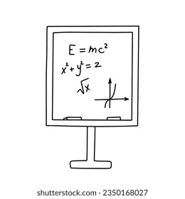 School Board with mathematical equations and formulas. Hand drawn diagram. Doodle vector illustration