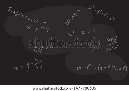 School Board with Mathematical and Trigonometric Formulas. Vector image of a school Board in mathemat