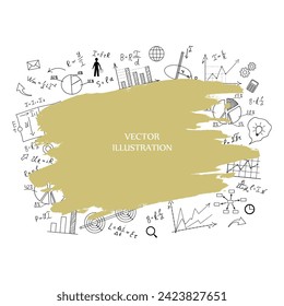 El Consejo de la escuela sobre los antecedentes de ecuaciones y fórmulas matemáticas. Diagramas y gráficos hechos a mano. Antecedentes. Doodle. Ilustración vectorial plantilla de diseño moderno.