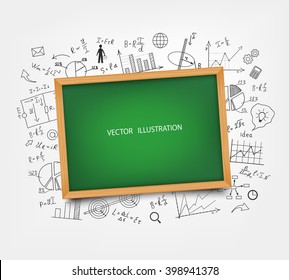 The school Board on the background of mathematical equations and formulas. Hand-drawn diagrams and graphs. Background. Doodle. Vector illustration modern design template.