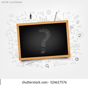 The school Board on the background of mathematical equations and formulas. Hand-drawn diagrams and graphs. 