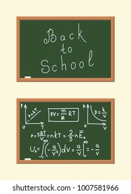 The School Board with with Physics Formulas.. Calculating the State of Ideal Gas. Back to School Poster in a Flat Style. Vector Illustration