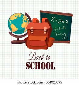 school board, the portfolio and the globe. Vector Illustration