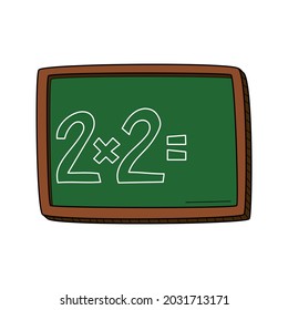 A school board with a task. Doodle style. Mathematics. Hand-drawn Colorful vector illustration. The design elements are isolated on a white background