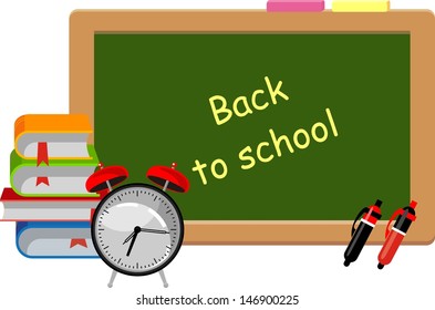 School board with the words back to school school supplies