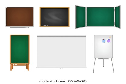 School boards. Business whiteboards for presentations decent vector realistic template