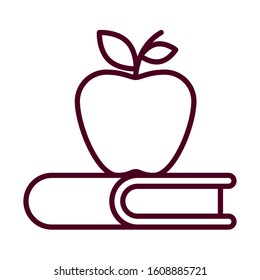 School book and apple design, Eduaction class lesson knowledge preschooler study learning classroom and primary theme Vector illustration