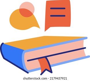 School book with chat bubbles flat icon