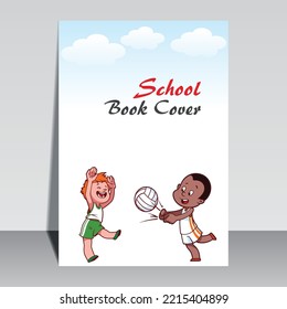 School Book cover design. kids cartoon with background.