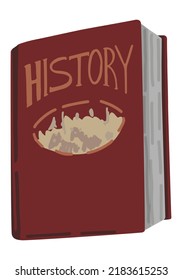 School Book Doodle, History Textbook For Education. Cartoon Style Clip Art. Vector Illustration Isolated On White Background.