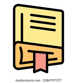 Schulbuch-Symbol Umrissvektor. Kindererziehung. Unterrichtsfarben