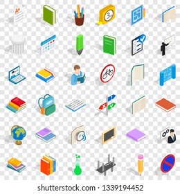School book icons set. Isometric style of 36 school book vector icons for web for any design