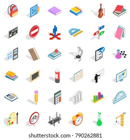 School book icons set. Isometric style of 36 school book vector icons for web isolated on white background