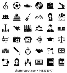 School book icons set. Simple style of 36 school book vector icons for web isolated on white background