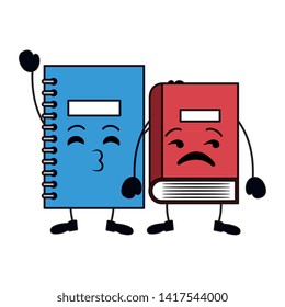 school book and notebook kawaii characters