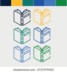 Vector de iconos de esquema de libro escolar.