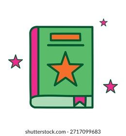 School Book with Star Vector Icon for Academic Achievement and Learning Design. Education Vector Icon of a Book with Star for Learning, Academic Success, and Excellence. Book with Star Vector Icon for Knowledge, Education Apps, and Learning Success Themes.