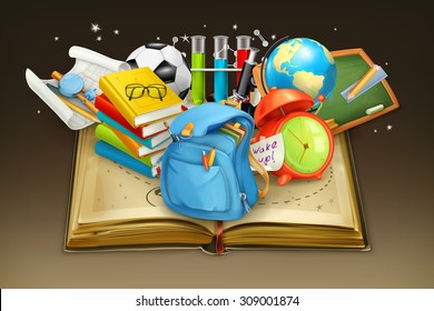 School and book, vector background