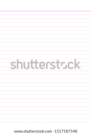School book white background with pink lines.
