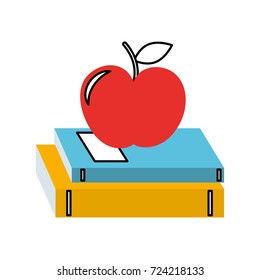 school books and apple study learn concept