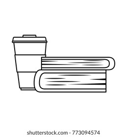 school books with coffee cup