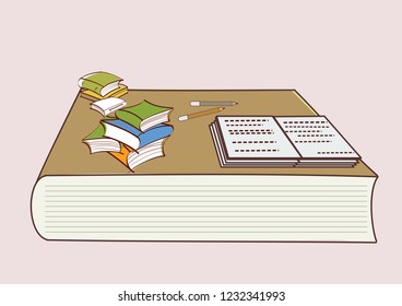 school books isolated in beautiful background