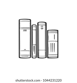 School books on literature hand drawn outline doodle icon. Vector sketch illustration of three study book on literature for print, web, mobile and infographics isolated on white background.